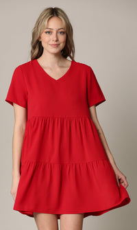 Made By Johnny Casual Flowy Swing Shift Short Sleeve Tiered Dress Daily Haute