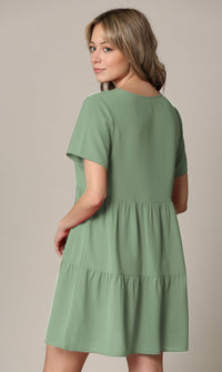 Made By Johnny Casual Flowy Swing Shift Short Sleeve Tiered Dress Daily Haute