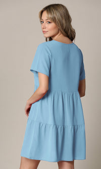 Made By Johnny Casual Flowy Swing Shift Short Sleeve Tiered Dress Daily Haute