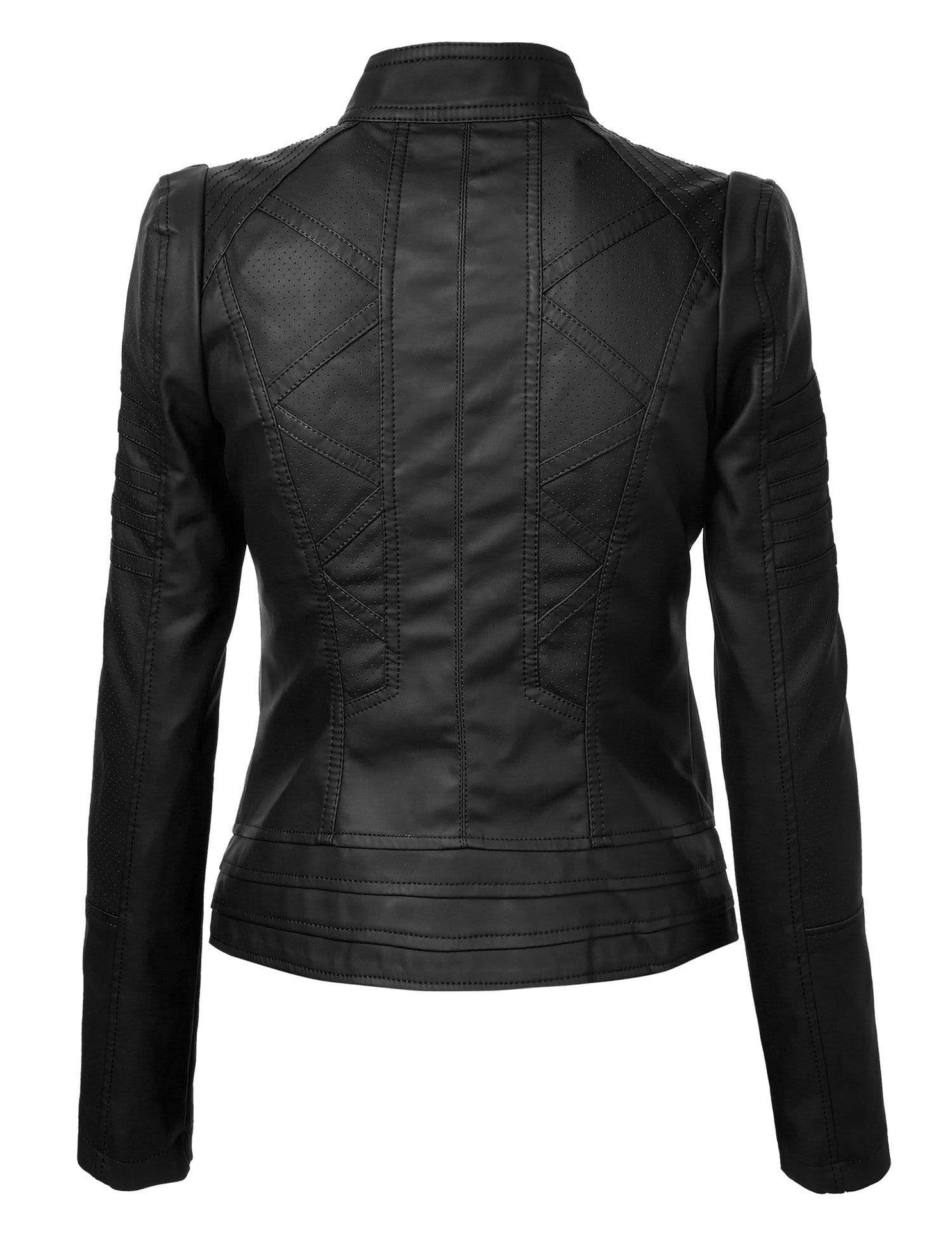 Made By Johnny MBJ Womens Faux Leather Zip Up Moto Biker Jacket with S