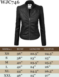 Made By Johnny MBJ Womens Faux Leather Zip Up Moto Biker Jacket with Stitching Detail Daily Haute