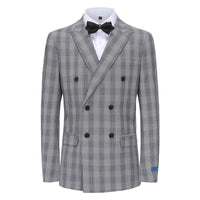 Men's 2-Piece Performance Stretch Double Breasted Blue Check Suit Daily Haute