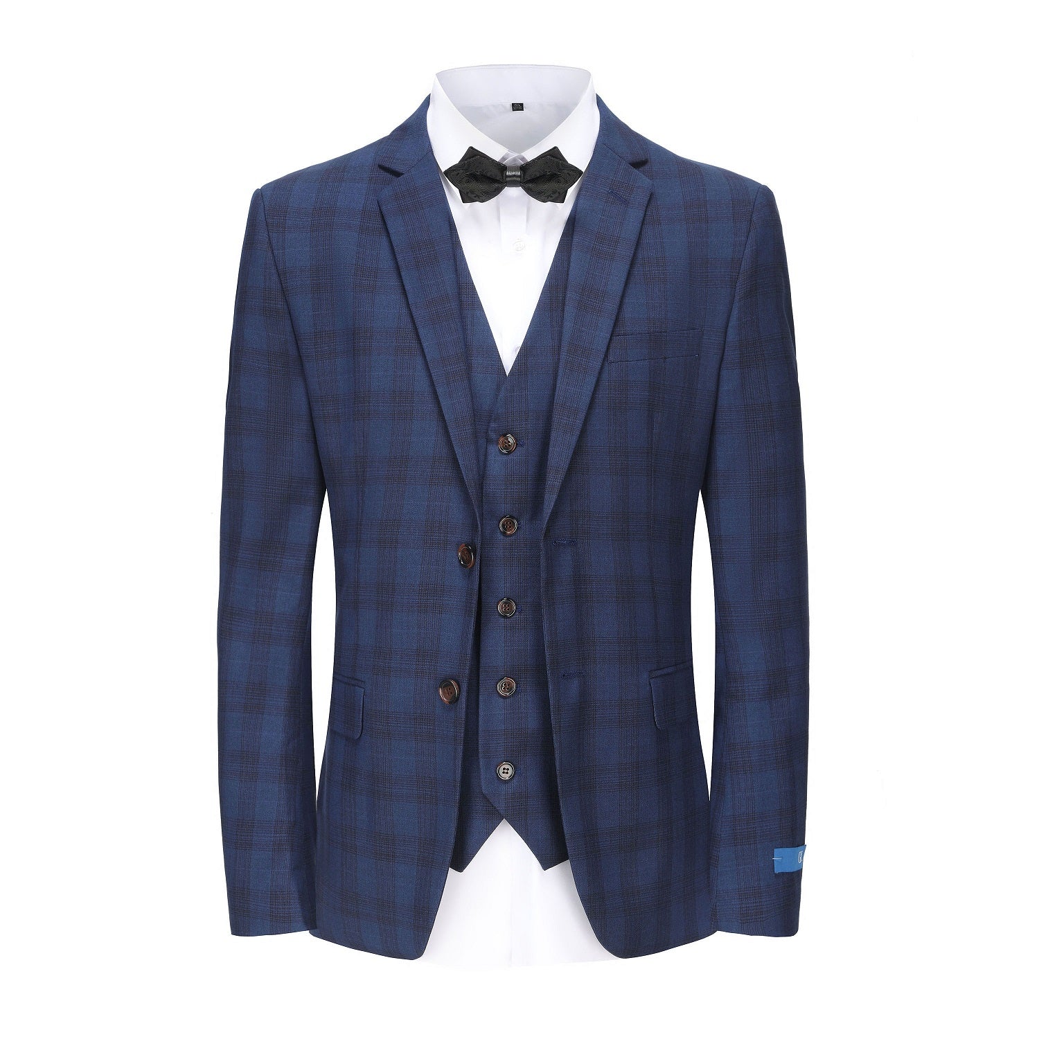 Men's 3-Piece Performance Stretch Slim Fit Check Suit Daily Haute