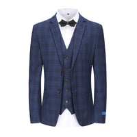 Men's 3-Piece Performance Stretch Slim Fit Check Suit Daily Haute