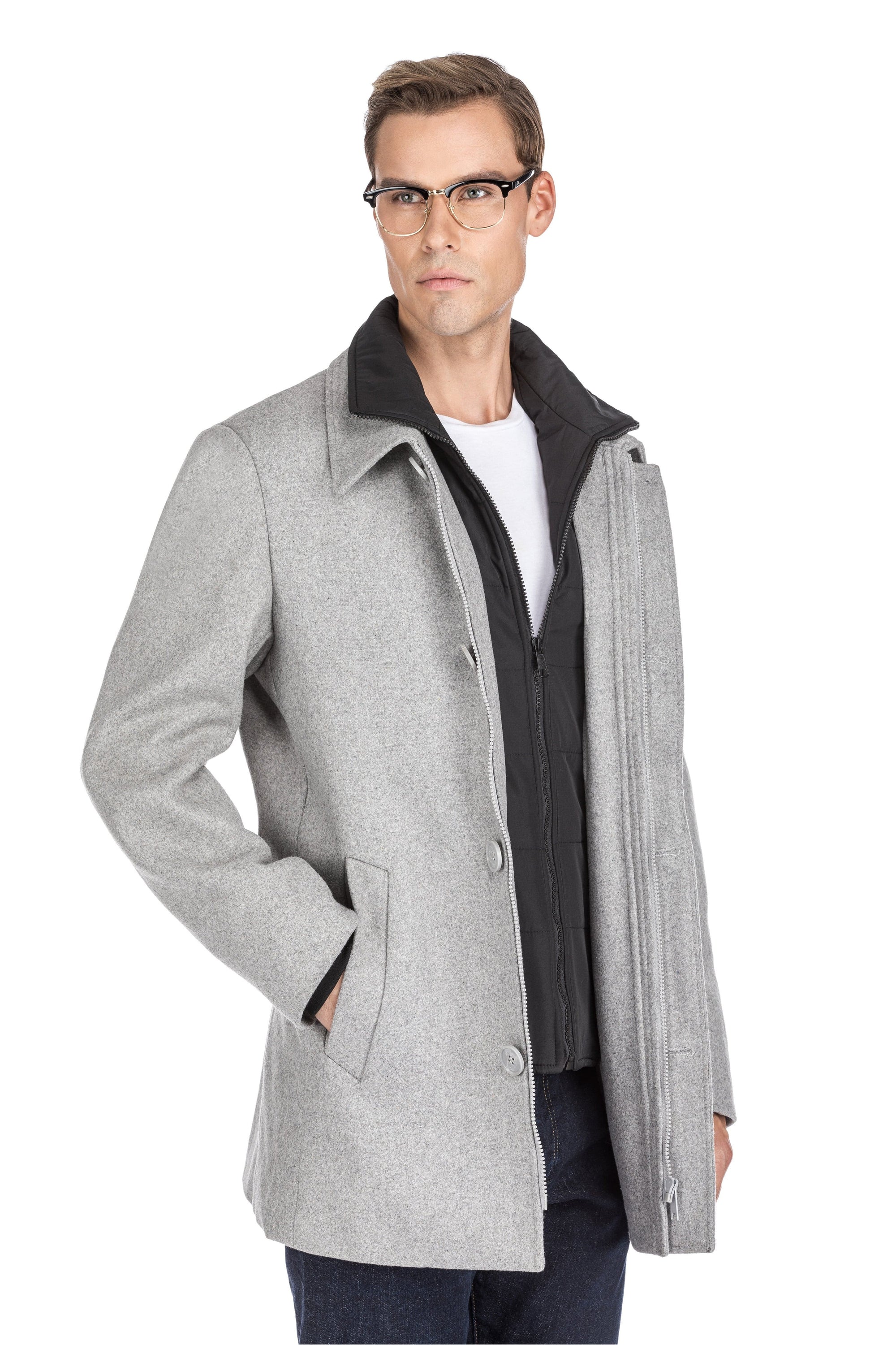 Men's Classic Fit Wool Blend Bibbed Topcoat Daily Haute