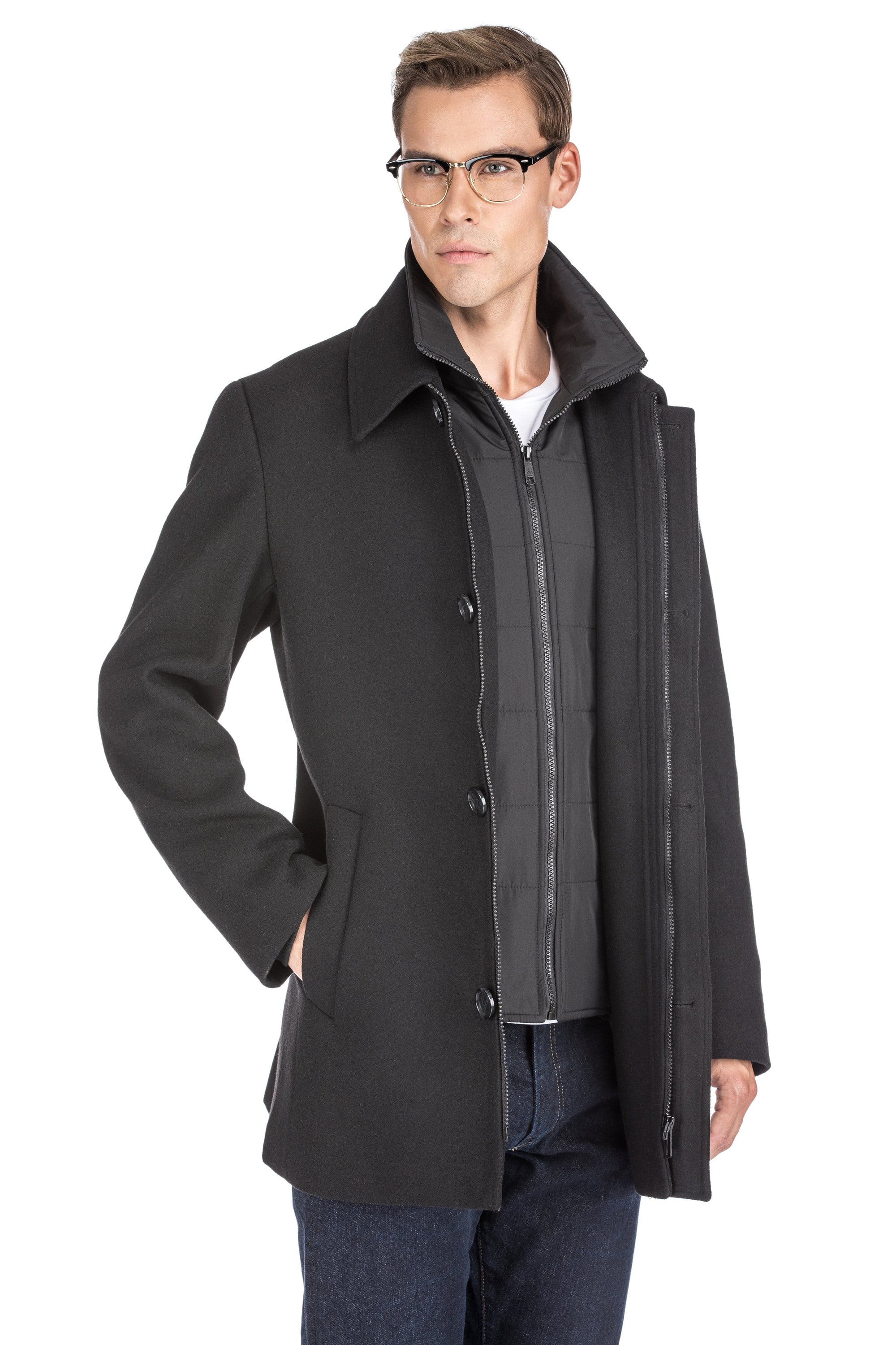 Men's Classic Fit Wool Blend Bibbed Topcoat Daily Haute