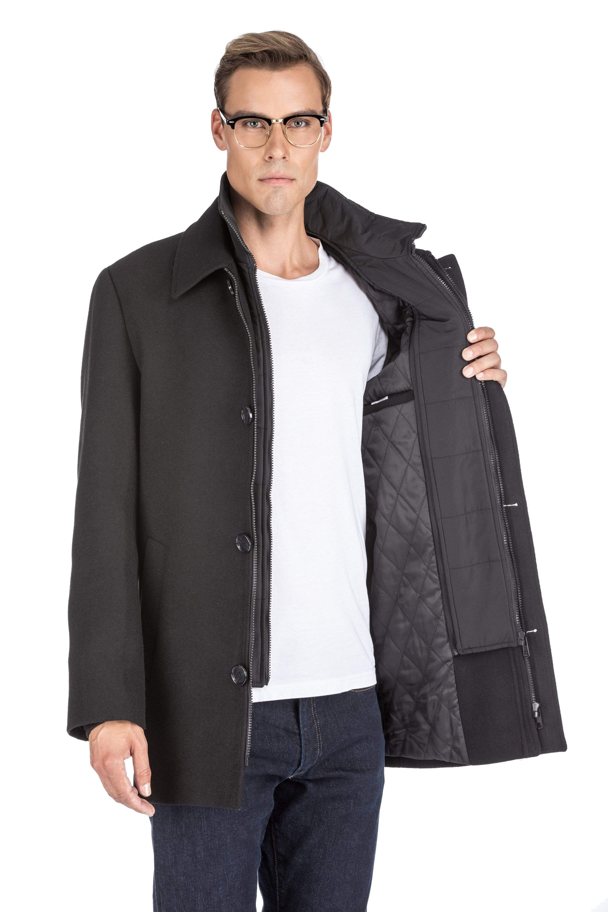 Men's Classic Fit Wool Blend Bibbed Topcoat Daily Haute