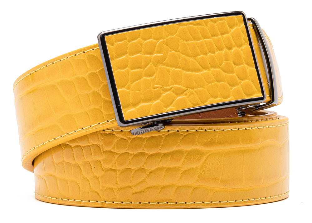 Men's Genuine Leather Crocodile Design Dress Belt with Automatic Buckle Daily Haute