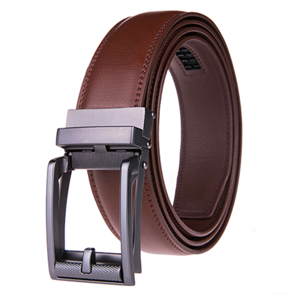 Men's Leather Automatic Buckle Ratchet Dress Belt Daily Haute