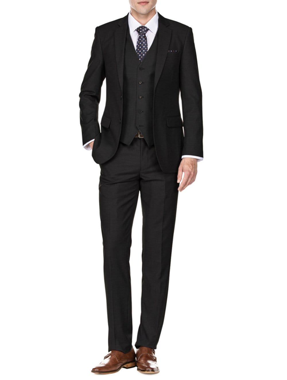 Men's Signature 3-Piece Slim Fit Suits (Black, Navy, Charcoal)