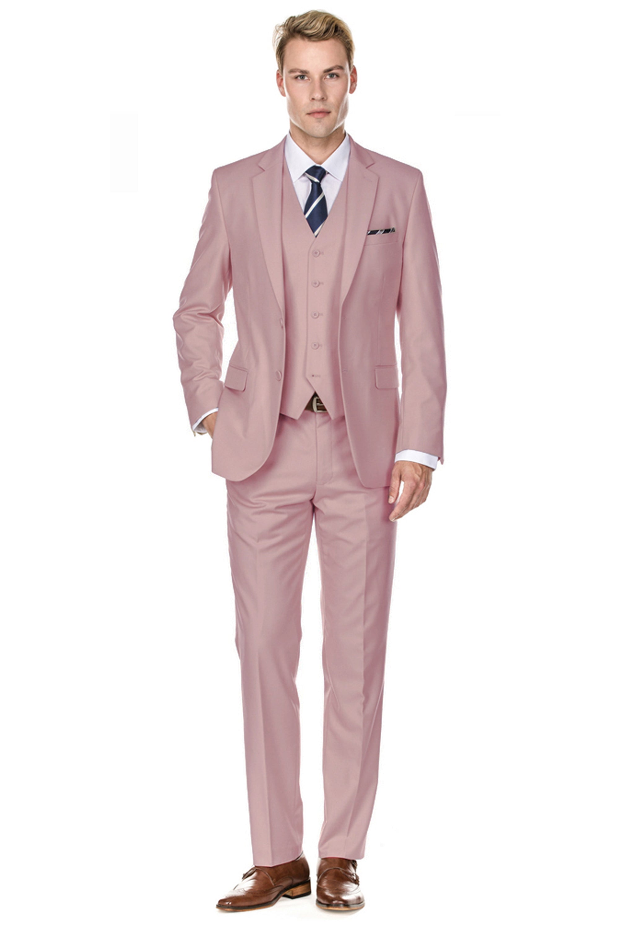 Men's Signature 3-Piece Slim Fit Suits (Dusty Rose, White, Mint) Daily Haute