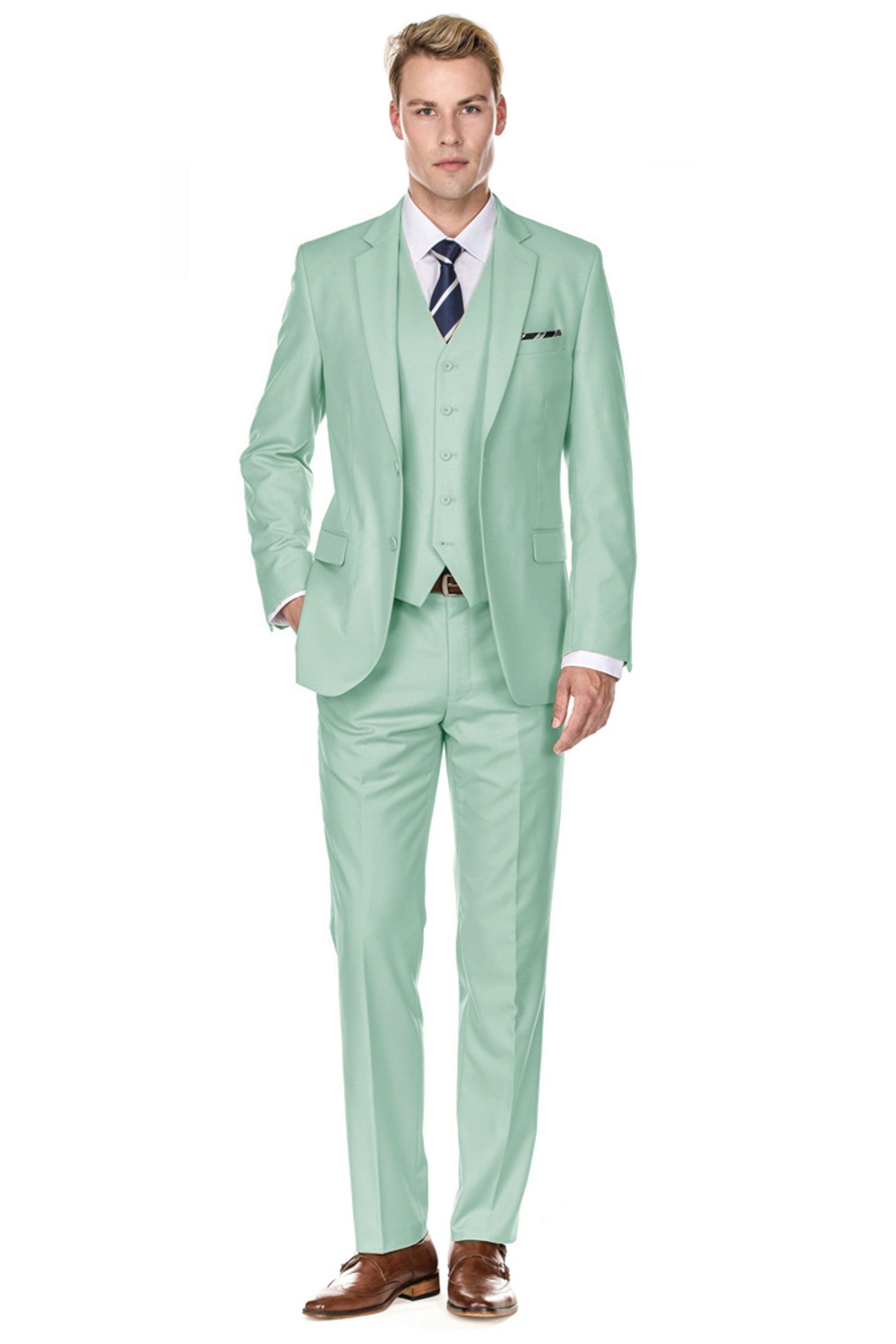 Men's Signature 3-Piece Slim Fit Suits (Dusty Rose, White, Mint) Daily Haute