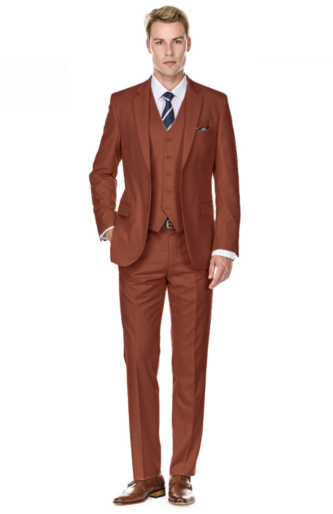 Brown Slim-Fit Suit 3-Piece  Slim fit suit men, Slim fit suit