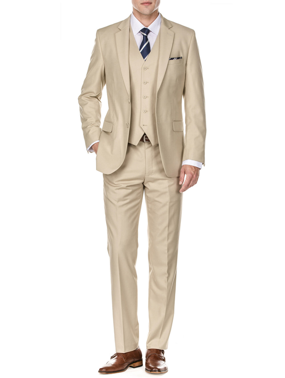 Men's Premium Beige Designer 3 Piece Slim Fit Suit for Men– SAINLY