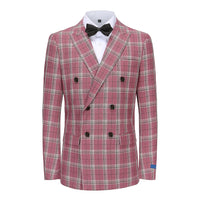 Men's Slim-Fit 2PC Check Double Breasted Plaid Suit Daily Haute