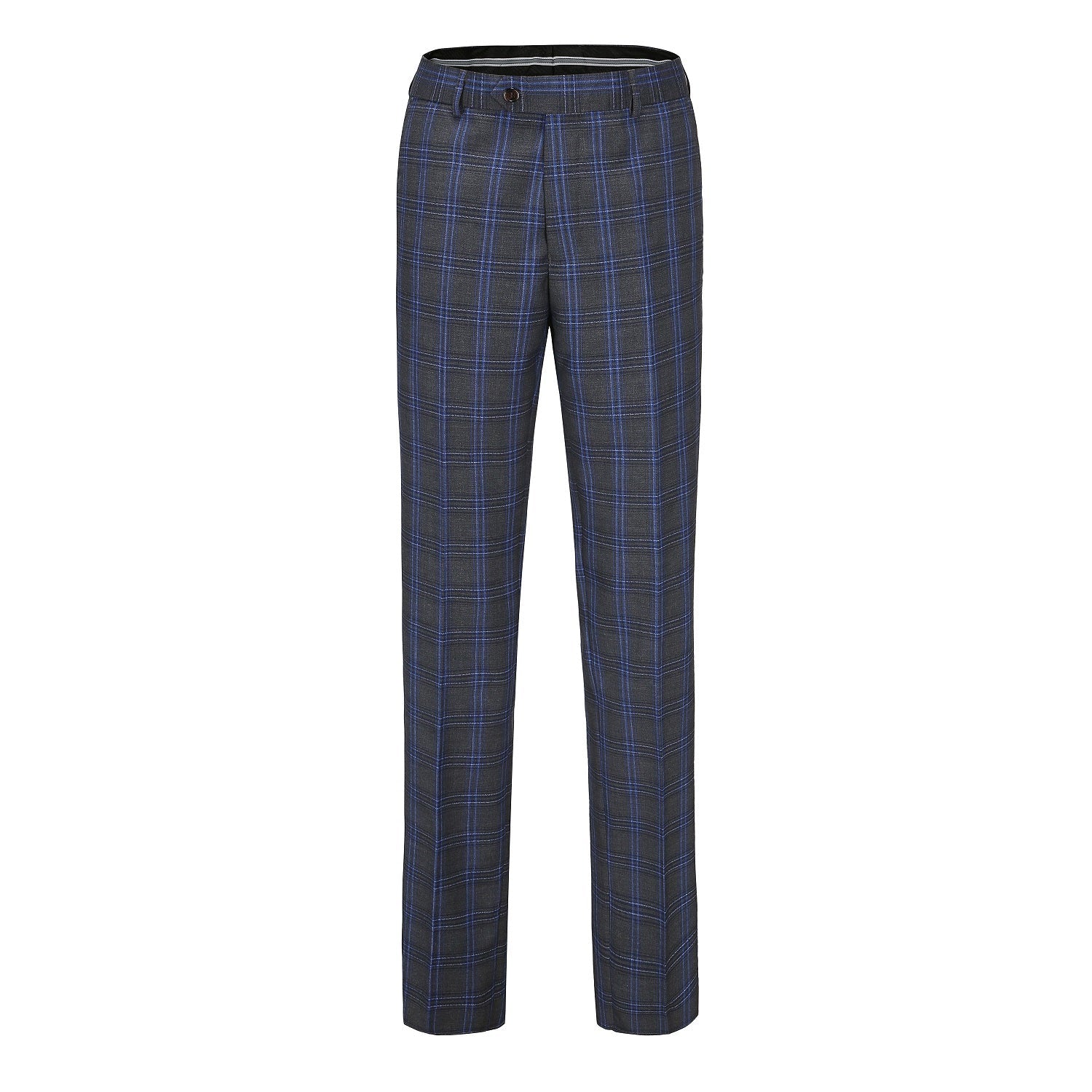 Men's Slim-Fit 3PC Blue Contrast Check Plaid Suit Daily Haute