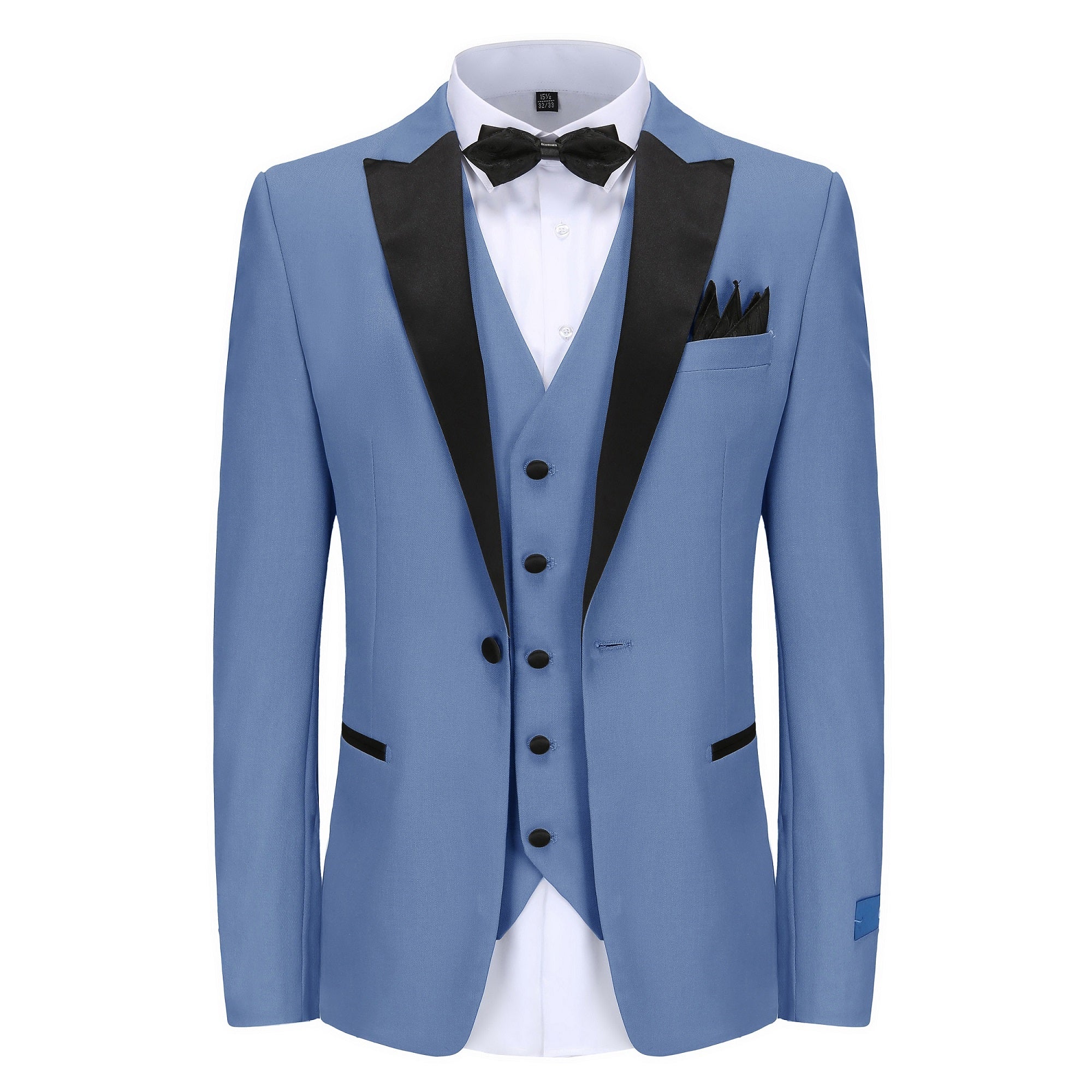 Men's Slim-Fit 3PC Satin Peak Lapel Tuxedo Daily Haute