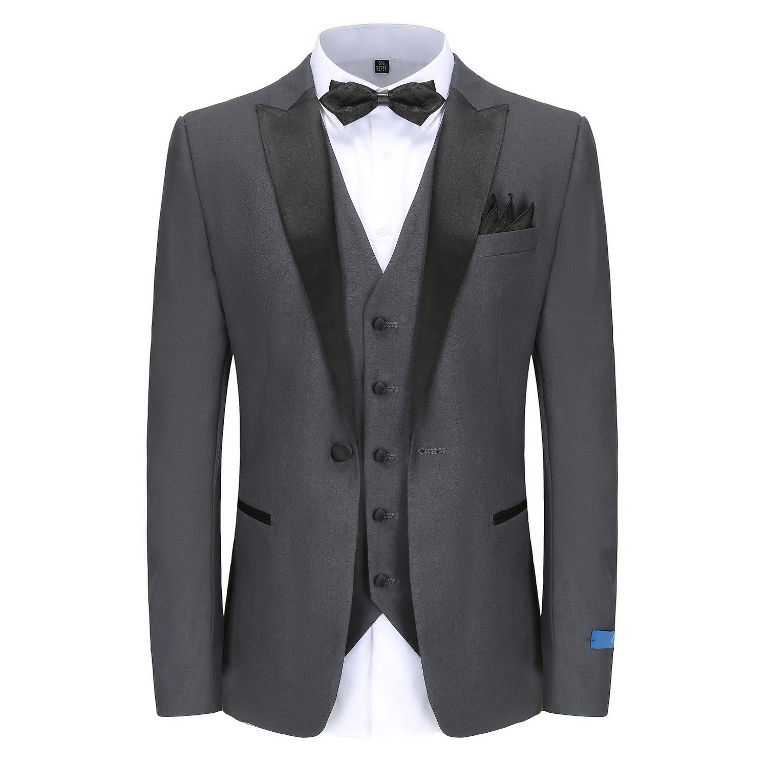 Get the Perfect Look with our 3-Pc Satin Peak Lapel Slim-Fit Tuxedo