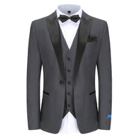 Men's Slim-Fit 3PC Satin Peak Lapel Tuxedo Daily Haute