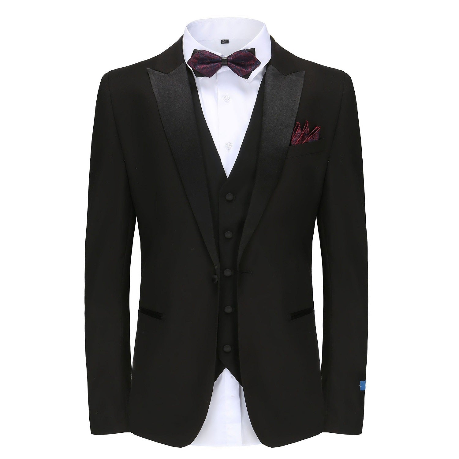 Men's Slim-Fit 3PC Satin Peak Lapel Tuxedo Daily Haute