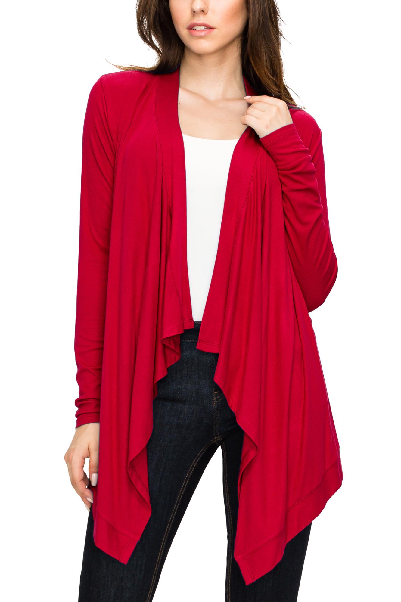 Women's Basic Draped Long Sleeve Open Front Knit Cardigan Daily Haute