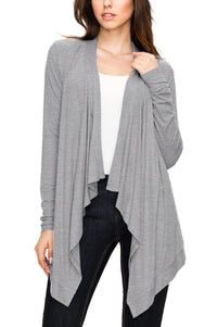 Women's Basic Draped Long Sleeve Open Front Knit Cardigan Daily Haute