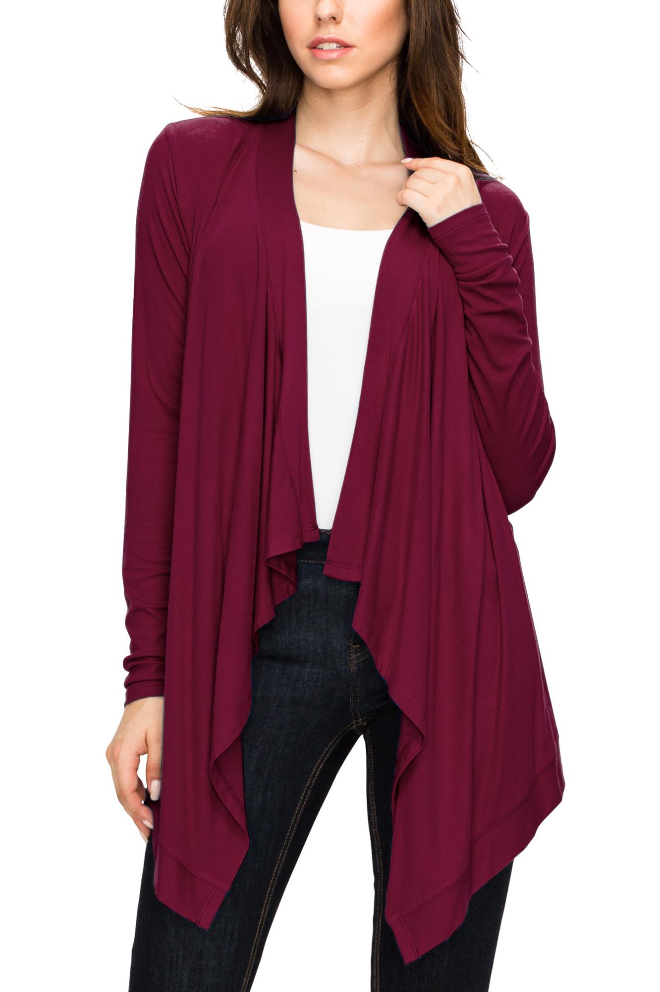 Women's Basic Draped Long Sleeve Open Front Knit Cardigan Daily Haute