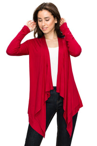 Women's Basic Draped Long Sleeve Open Front Knit Cardigan Daily Haute