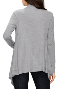 Women's Basic Draped Long Sleeve Open Front Knit Cardigan Daily Haute