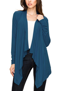 Women's Basic Draped Long Sleeve Open Front Knit Cardigan Daily Haute