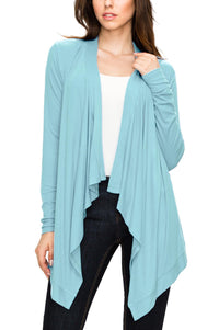 Women's Basic Draped Long Sleeve Open Front Knit Cardigan Daily Haute