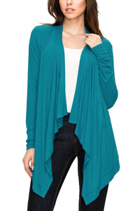 Women's Basic Draped Long Sleeve Open Front Knit Cardigan Daily Haute