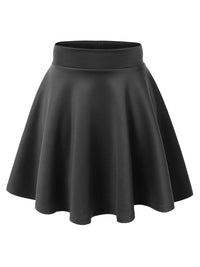 Women's Basic Versatile Stretchy Flared Casual High Waist Mini Skater Skirt Daily Haute