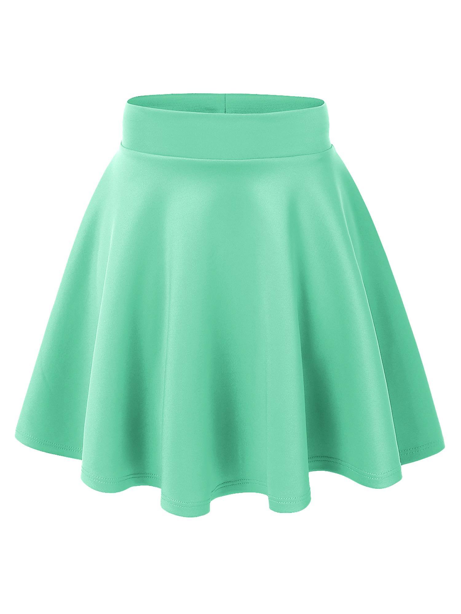 Women's Basic Versatile Stretchy Flared Casual High Waist Mini Skater Skirt Daily Haute