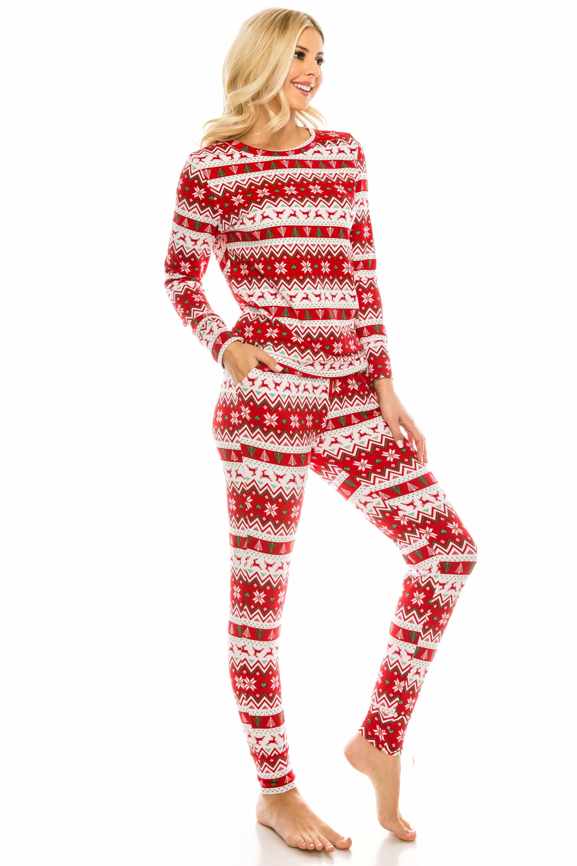 Women's Cozy Christmas Fleece-Lined 2-Piece Matching Jogger Sets Daily Haute