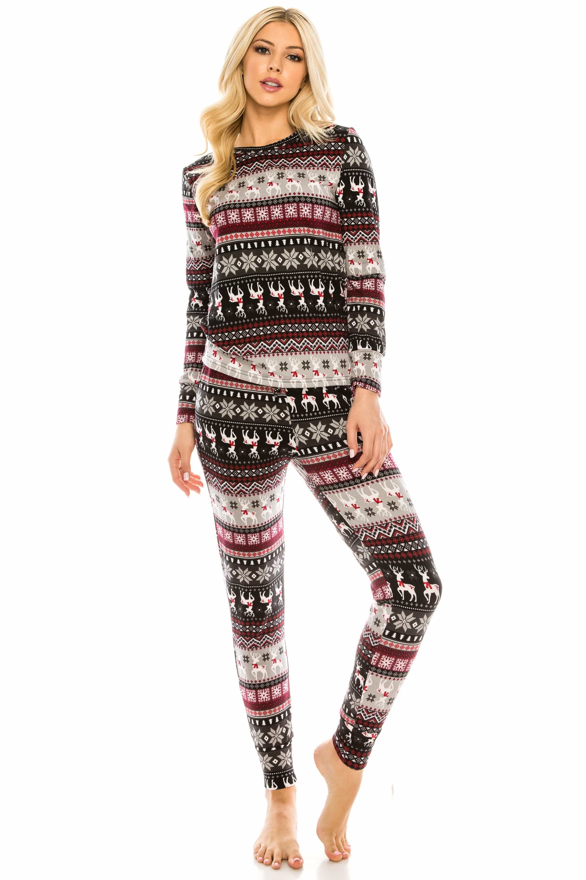 Women's Cozy Christmas Fleece-Lined 2-Piece Matching Jogger Sets Daily Haute