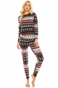 Women's Cozy Christmas Fleece-Lined 2-Piece Matching Jogger Sets Daily Haute