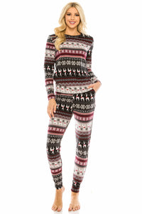 Women's Cozy Christmas Fleece-Lined 2-Piece Matching Jogger Sets Daily Haute