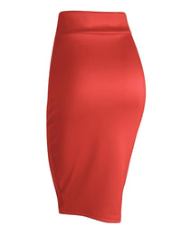 Women's Elastic Waist Stretch Bodycon Midi Knee Length Pencil Skirt Daily Haute