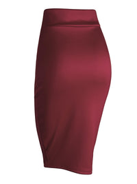 Women's Elastic Waist Stretch Bodycon Midi Knee Length Pencil Skirt Daily Haute