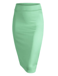 Women's Elastic Waist Stretch Bodycon Midi Knee Length Pencil Skirt Daily Haute