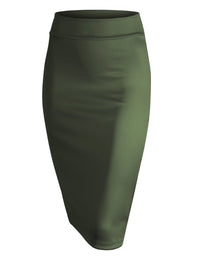 Women's Elastic Waist Stretch Bodycon Midi Knee Length Pencil Skirt Daily Haute