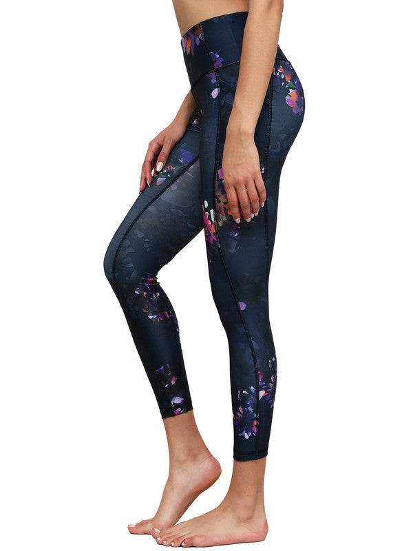 Women's Floral Print Leggings with Inner Pocket/Side Pocket Daily Haute