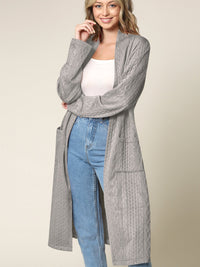 Women's Knit Long Sweater Drape Cardigan with Pockets Daily Haute