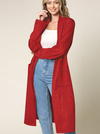 Women's Knit Long Sweater Drape Cardigan with Pockets Daily Haute