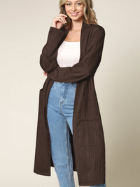 Women's Knit Long Sweater Drape Cardigan with Pockets Daily Haute