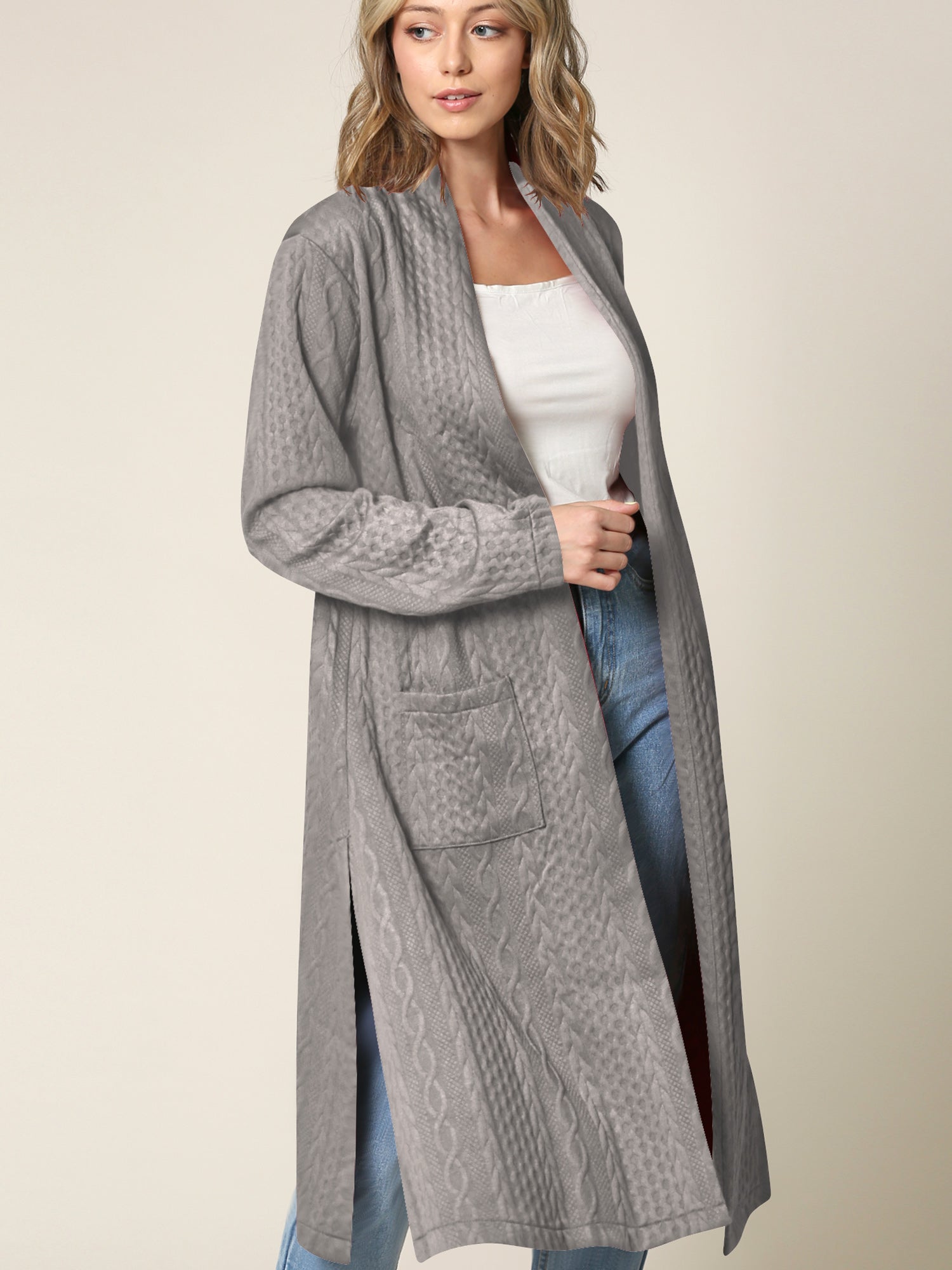 Women's Knit Long Sweater Drape Cardigan with Pockets Daily Haute