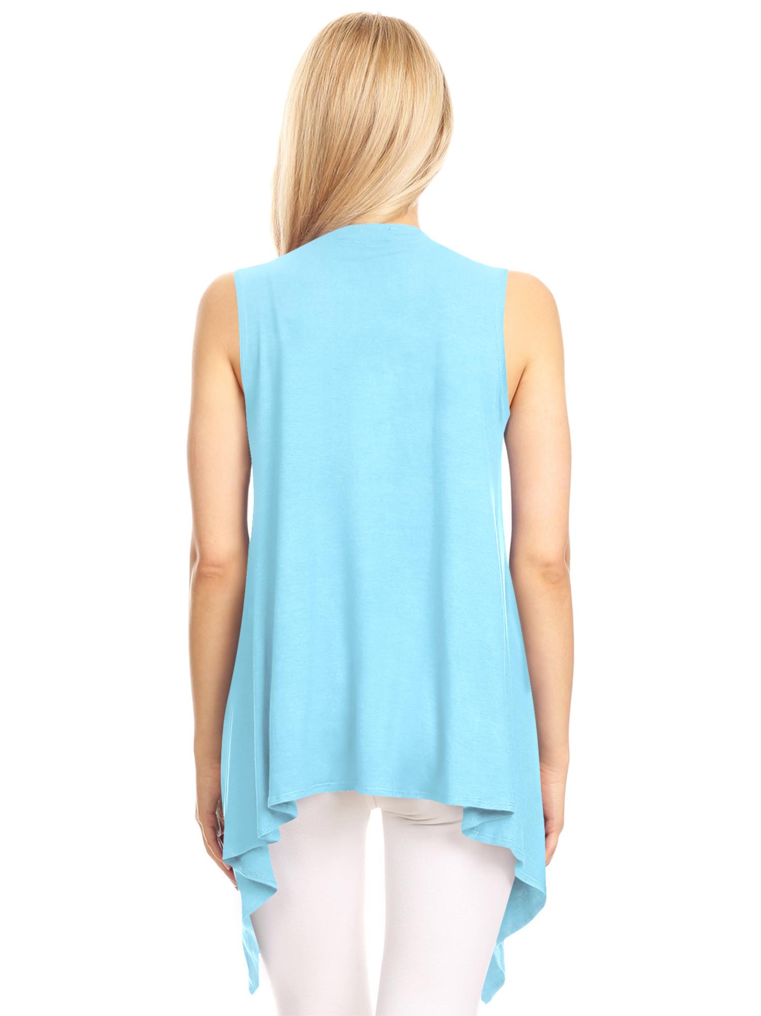 Women's Lightweight Sleeveless Solid Open Front Drape Vest Cardigan Daily Haute