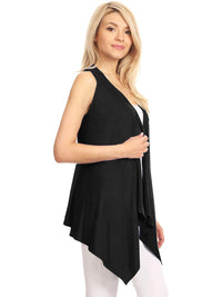 Women's Lightweight Sleeveless Solid Open Front Drape Vest Cardigan Daily Haute