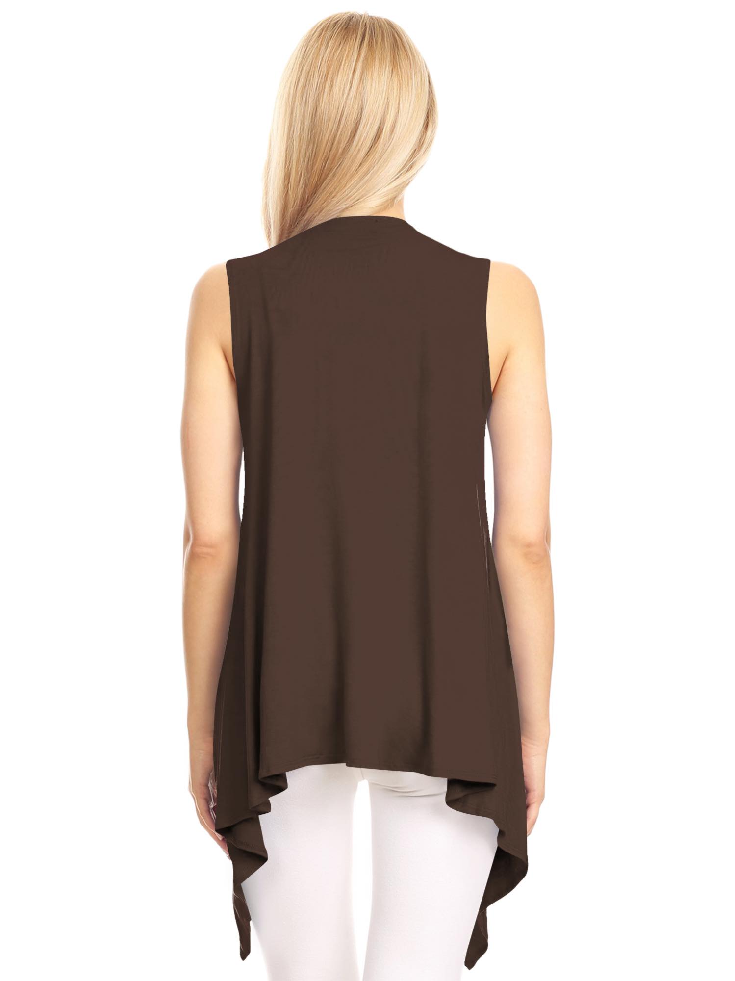 Women's Lightweight Sleeveless Solid Open Front Drape Vest Cardigan Daily Haute